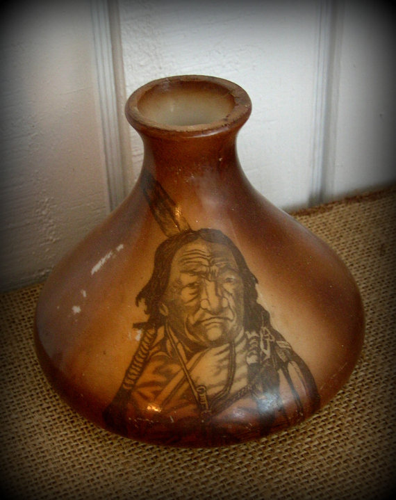 Sitting Bull Transferware Vase